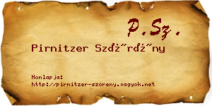 Pirnitzer Szörény névjegykártya